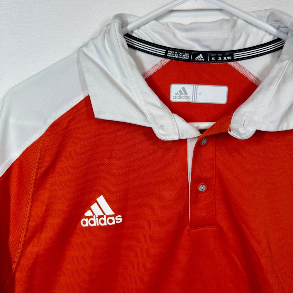 Adidas ClimaLite Polo Shirt Athletic Training Gym Golf Orange White Sz XL - Picture 2 of 7